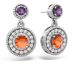 Amethyst Halo Dangle 14K White Gold earrings E5319