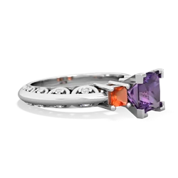 Amethyst Eternal Embrace Engagement 14K White Gold ring C2001