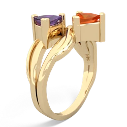 Amethyst Split Band Swirl 14K Yellow Gold ring R2341