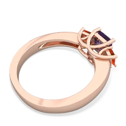 Amethyst Three Stone Trellis 14K Rose Gold ring R4015