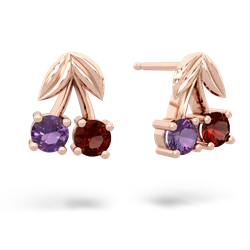 Amethyst Sweet Cherries 14K Rose Gold earrings E7001