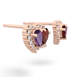 Amethyst Halo 14K Rose Gold earrings E7008