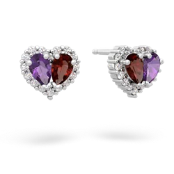 Amethyst Halo 14K White Gold earrings E7008