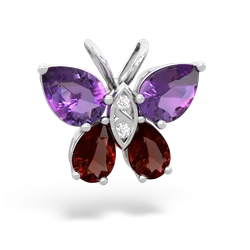 Amethyst Butterfly 14K White Gold pendant P2215