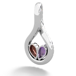 Amethyst Pave Twist 'One Heart' 14K White Gold pendant P5360