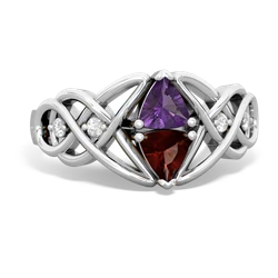 Amethyst Keepsake Celtic Knot 14K White Gold ring R5300