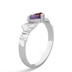 Amethyst 'Our Heart' Claddagh 14K White Gold ring R2388