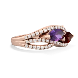 Amethyst Diamond Rivers 14K Rose Gold ring R3070