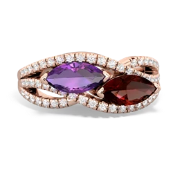 Amethyst Diamond Rivers 14K Rose Gold ring R3070