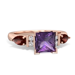 Amethyst 6Mm Princess Eternal Embrace Engagement 14K Rose Gold ring C2002