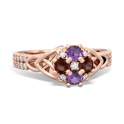 Amethyst Celtic Knot Cluster Engagement 14K Rose Gold ring R26443RD