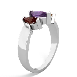 Amethyst Three Peeks 14K White Gold ring R2433