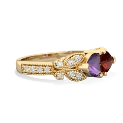 Amethyst Diamond Butterflies 14K Yellow Gold ring R5601