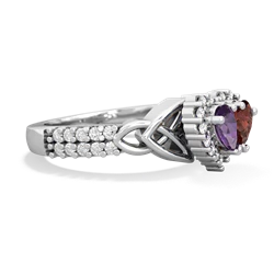 Amethyst Celtic Knot Two Hearts As One 14K White Gold ring R2644HRT