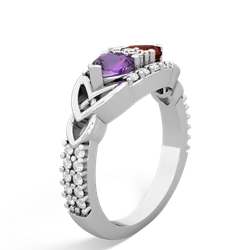 Amethyst Sparkling Celtic Knot 14K White Gold ring R2645