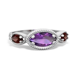 Amethyst Milgrain Marquise 14K White Gold ring R5700