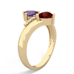 Amethyst Heart To Heart 14K Yellow Gold ring R2064