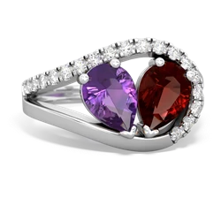 Amethyst Nestled Heart Keepsake 14K White Gold ring R5650