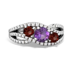 Amethyst Three Stone Aurora 14K White Gold ring R3080