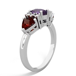 Amethyst Antique Style Three Stone 14K White Gold ring R2186