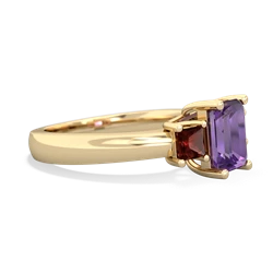 Amethyst Three Stone Emerald-Cut Trellis 14K Yellow Gold ring R4021