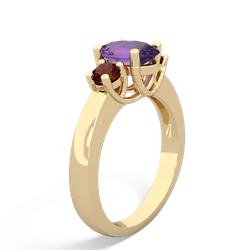 Amethyst Three Stone Oval Trellis 14K Yellow Gold ring R4024