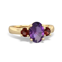 Amethyst Three Stone Oval Trellis 14K Yellow Gold ring R4024