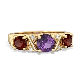 Amethyst Hugs And Kisses 14K Yellow Gold ring R5016