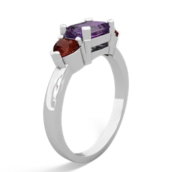 Amethyst Three Stone 14K White Gold ring R5235