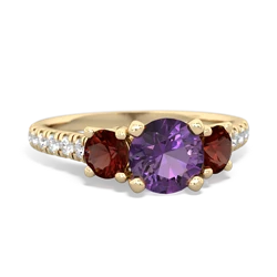 Amethyst Pave Trellis 14K Yellow Gold ring R5500