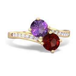 Amethyst Channel Set Two Stone 14K Yellow Gold ring R5303