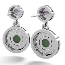 Amethyst Halo Dangle 14K White Gold earrings E5319