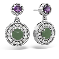 Amethyst Halo Dangle 14K White Gold earrings E5319