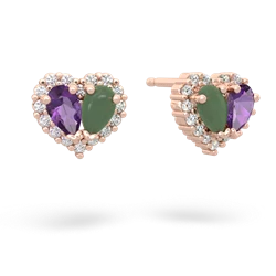 Amethyst Halo 14K Rose Gold earrings E7008