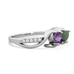 Amethyst Side By Side 14K White Gold ring R3090