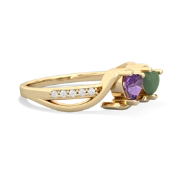 Amethyst Side By Side 14K Yellow Gold ring R3090