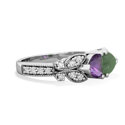 Amethyst Diamond Butterflies 14K White Gold ring R5601