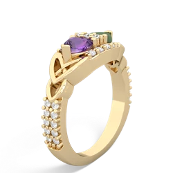 Amethyst Sparkling Celtic Knot 14K Yellow Gold ring R2645