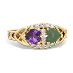 Amethyst Sparkling Celtic Knot 14K Yellow Gold ring R2645