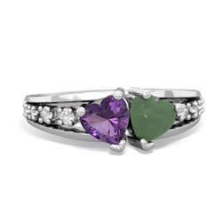 Amethyst Heart To Heart 14K White Gold ring R3342