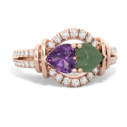 Amethyst Art-Deco Keepsake 14K Rose Gold ring R5630