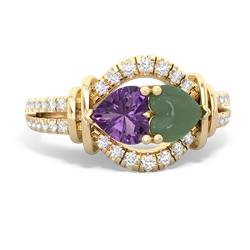 Amethyst Art-Deco Keepsake 14K Yellow Gold ring R5630