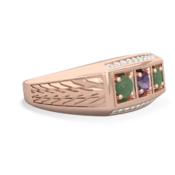 Amethyst Three Stone Tire Tread Men's 14K Rose Gold ring R0520