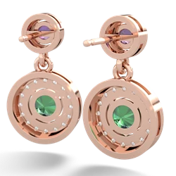 Amethyst Halo Dangle 14K Rose Gold earrings E5319