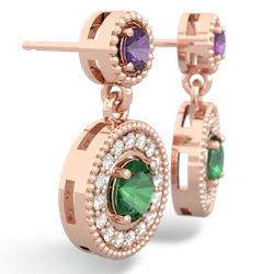 Amethyst Halo Dangle 14K Rose Gold earrings E5319