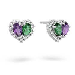 Amethyst Halo 14K White Gold earrings E7008