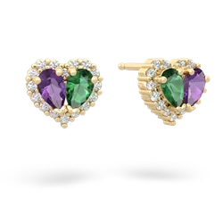 Amethyst Halo 14K Yellow Gold earrings E7008