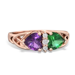 Amethyst Celtic Knot Double Heart 14K Rose Gold ring R5040