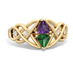 Amethyst Keepsake Celtic Knot 14K Yellow Gold ring R5300