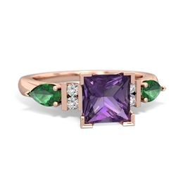 Amethyst 6Mm Princess Eternal Embrace Engagement 14K Rose Gold ring C2002